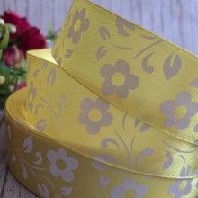 Атлас квітка-листик, 2,5 см, жовта, метр