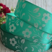 Атлас квітка-листик, 2,5 см, морська хвиля, метр