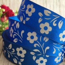 Атлас квітка-листик, 2,5 см, темно-синій, метр