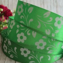 Атлас квітка-листик, 2,5 см, зелена, метр