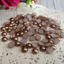 Напівбусина, 6 мм, світло-коричнева, 100 шт.