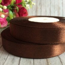 Атлас 1,2 см, коричневий, рулон 33 м