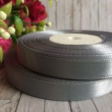 Атлас 0,9 см, срібло, рулон 33 м