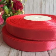 Атлас 0,9 см, кораловий, рулон 33 м