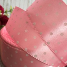 Атлас 4 см горох, світло-рожевий, метр