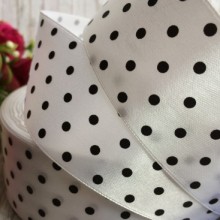 Атлас горох 4 см, біло-чорний, метр