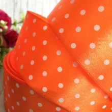 Атлас 4 см горох, помаранчевий, метр