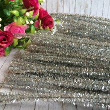 Синельний дріт із блискітками, 30 см, срібло, ціна за шт.