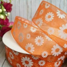 Органза 2,5 см, ромашка, помаранчева