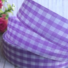 Стрічка тканинна, клітка, 2,5 см, лілова