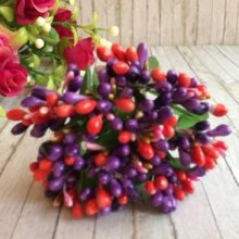 Гілочка з тичинками MIX, фіолетово-коралова