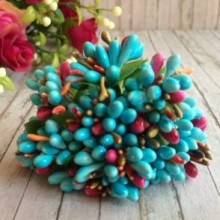 Гілочка з тичинками MIX, бірюзово-малинова