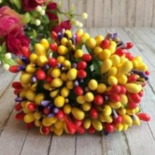 Гілочка з тичинками MIX, жовто-коралова