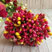 Гілочка з тичинками MIX, малиново-жовта