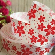 Атлас 2,5 см, вербена, біло-червоний, метр