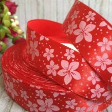 Атлас 2,5 см, вербена, червоний, метр