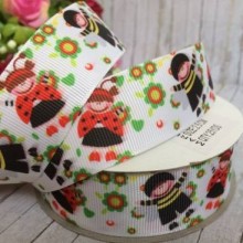 Репс 2,5 см, дівчинка і хлопчик сонечка, білий