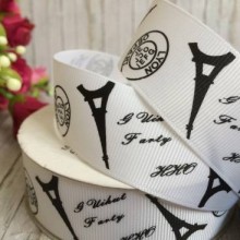 Репс 2,5 см, Ейфелева вежа, біло-чорний