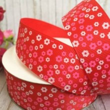 Репс 2,5 см, маленька квіточка, червона, метр