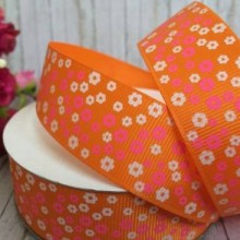 Репс 2,5 см, маленька квіточка, помаранчева, метр