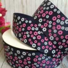 Репс 2,5 см, маленька квіточка, сапфіровий, метр