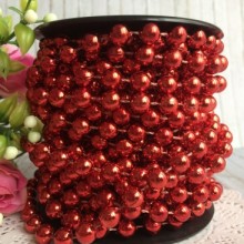 Новорічні намисто, 8 мм, червоний, метр