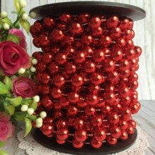 Новорічні намисто, 10 мм, червоний, метр