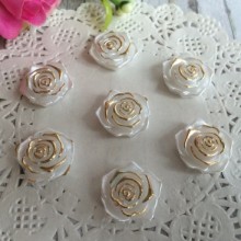 Середина троянда з перламутром, 19 мм, білий із золотом