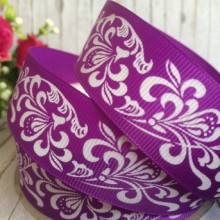 Репс 2,5 см, орнамент, темно-фіолетовий