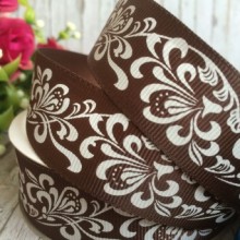 Репс 2,5 см, орнамент, шоколадний