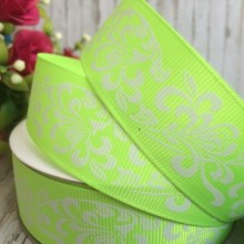 Репс 2,5 см, орнамент, салатовий