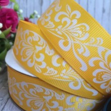 Репс 2,5 см, орнамент, темно-жовтий