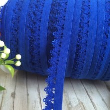 Гумка для пов'язки Ажур, 14 мм, синій електрик