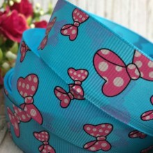 Репс 2,5 см, бантики, бірюзовий