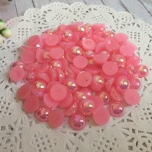 Напівбусина, 8 мм, рожевий перламутр, 100 шт.