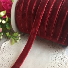 Стрічка велюр, 1 см, бургунді, метр