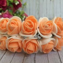 Троянда 2,2 см, біло-темно-персикова, 12 квіточок у пучку