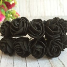 Троянда 2,2 см, чорна, 12 квіточок у пучку