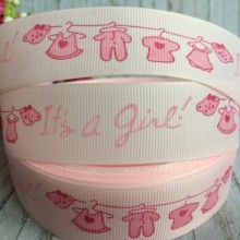 Репс 2,5 см, It's a girl, світло-рожевий
