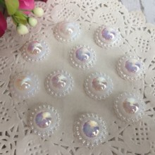 Серединка круг-ромашка велика (перламутр), 16 мм, білий, ціна за 1 шт.