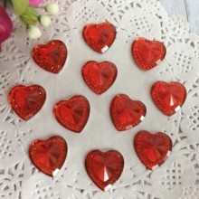 Серце кришталь, 14 мм, червоне, 1 шт.