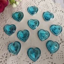 Серце кришталь, 16 мм, бірюзове, 1 шт.