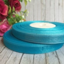 Органза 0,9 см, бірюзовий, рулон 45 м