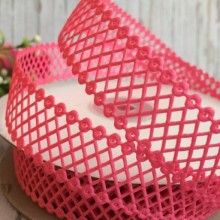 Мереживна стрічка сіточка, 2 см, яскраво-рожевий, метр