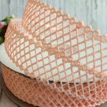 Мереживна стрічка сіточка, 2 см, персиковий, метр