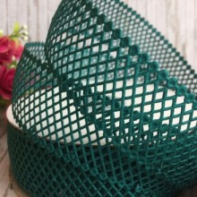 Мереживна стрічка сіточка, 4 см, смарагдовий, метр