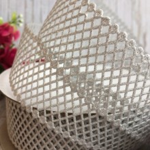 Мереживна стрічка сіточка, 4 см, срібло, метр