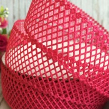 Мереживна стрічка сіточка, 4 см, світло-малиновий, метр