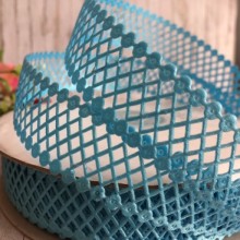 Мереживна стрічка сіточка, 2 см, світло-бірюзовий, метр