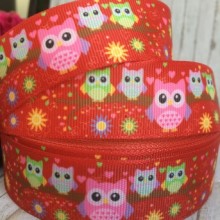 Репс 2,5 см, Совы, красный